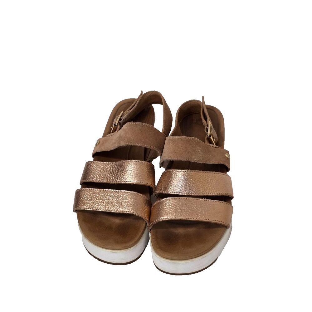 Ugg Rose gold Tripple Straps Wedge Sandals Sz 7.5